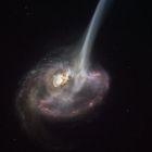 Image d'une galaxie lointaine en collision en train de mourir, perdant sa capacité à former des étoiles